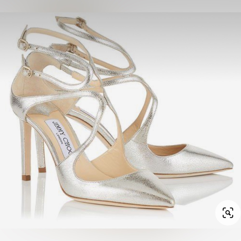 Jimmy Choo Lancer 65mm in Champagne Glitter Leather - 37.5